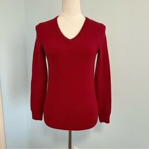 Only Mine Women's 2-ply 100% Cashmere Red V-neck Pullover Sweater Size XS petite